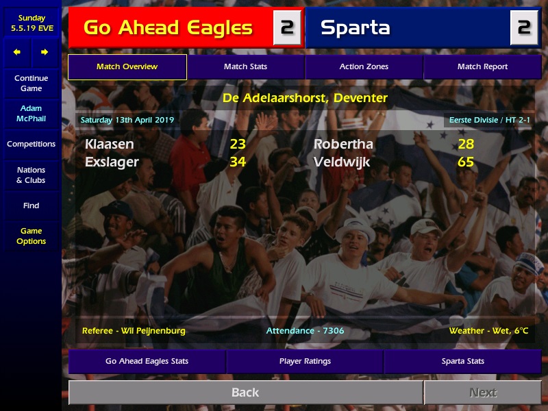 ...Aside from a disappointing draw at home to a Tim Coremans inspired Sparta , The Eagles keep winning as the season heads into May. They travel to Dordrecht knowing a win will see them clinch the Eerste Division title and promotion to the Eredivisie.... #CM0102