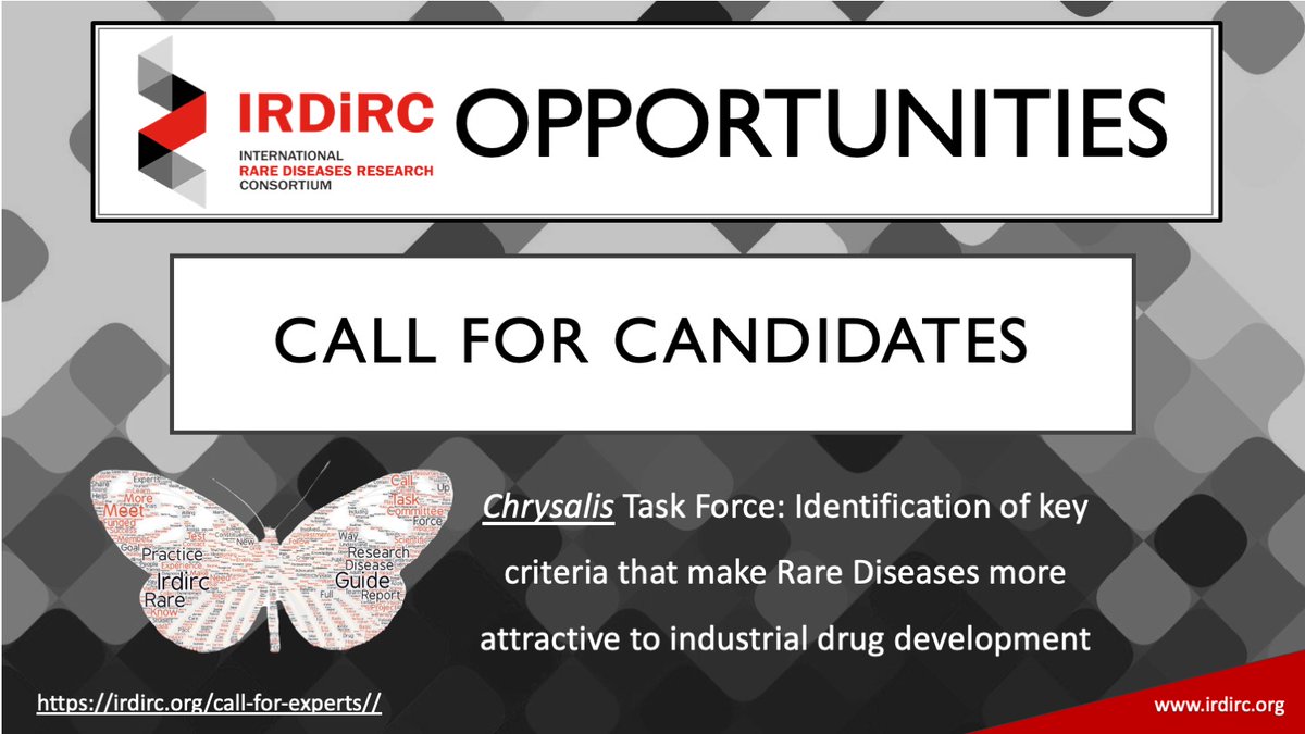 irdirc's tweet photo. 📢 #irdirc needs u! #MondayMotivation:🆕 #IrdircOpportunities = #IrdircChrysalisProject #Call4Candidates to identify key criteria,like #time n #resources #investments that would make #rarediseases #research more attractive to #industry 4 #drug #development
https://t.co/USL4qnMPU2 https://t.co/zRg40sYm04