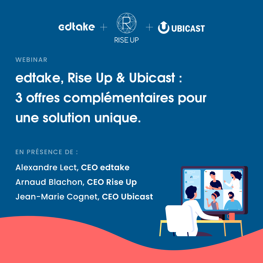 arnaudblachon's tweet photo. Vendredi 10 avril 2020, à 11h, participez au webinar animé par les CEO de Edtake, Rise Up et Ubicast ! Découvrez 3 trois offres complémentaires pour une solution formation unique. Pour s'inscrire au webinar, c'est par ici 👉 https://t.co/QMizuoieGx https://t.co/jlugnb4OYG
