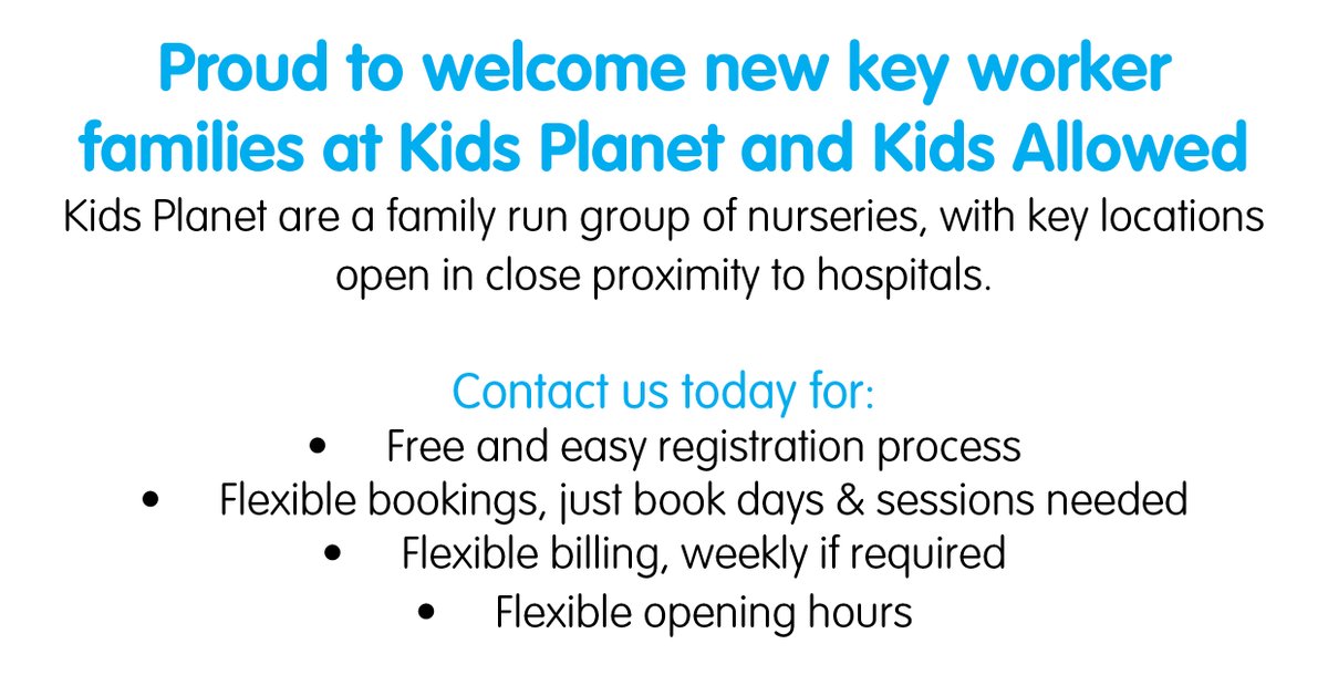 We have #nurseries across the #NorthWest and #Midlands that are open to new #keyworkers families 🏥 contact us today