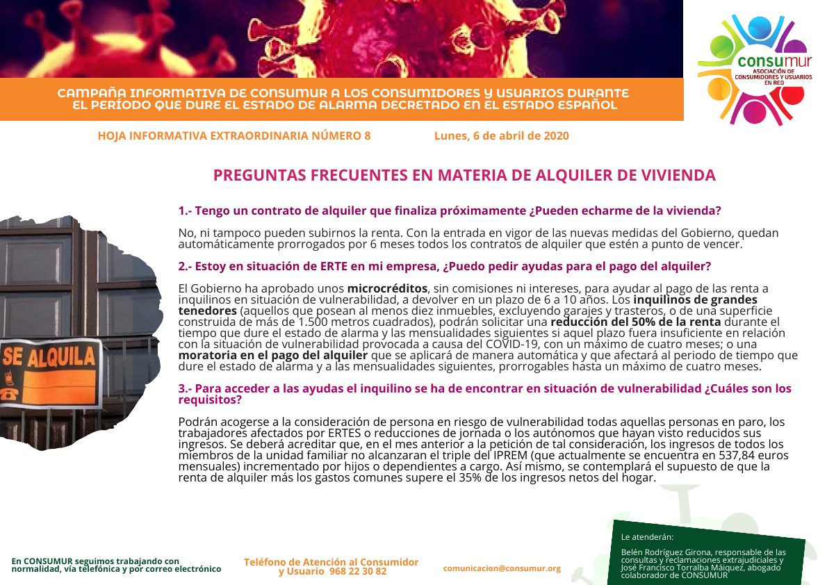 CONSUMUR's tweet photo. #coronavirusEspana Medidas de apoyo al alquiler https://t.co/lesskOacnM