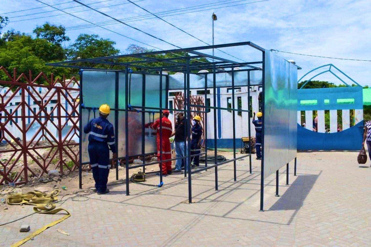 MombasaCountyKe's tweet photo. An automated State-of-the-Art Spray Booth to be used for disinfecting all ferry users is currently being installed at the Likoni Crossing Channel courtesy of the @HassanAliJoho and @SuleimanShahbal Foundations. The project will be commissioned this afternoon by our Governor. https://t.co/GQj1f0SA8P