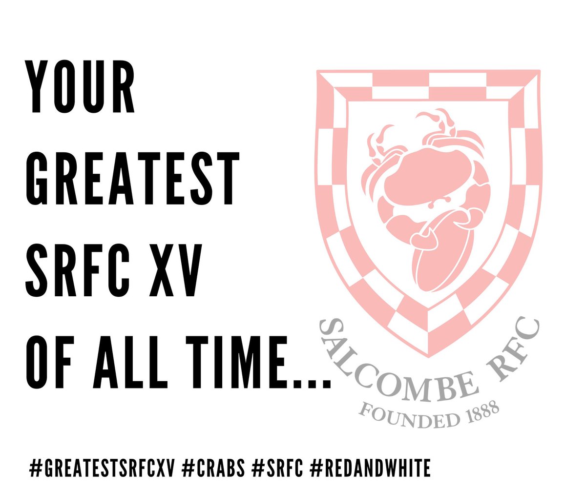 Your Greatest #SRFC XV 
of all time 🦀

Over the next couple of weeks, we will be asking you for nominations one position at a time. 

It's just a bit of fun and with 132 years of history there are plenty of players to choose from, Head over to our Facebook page to vote 🦀