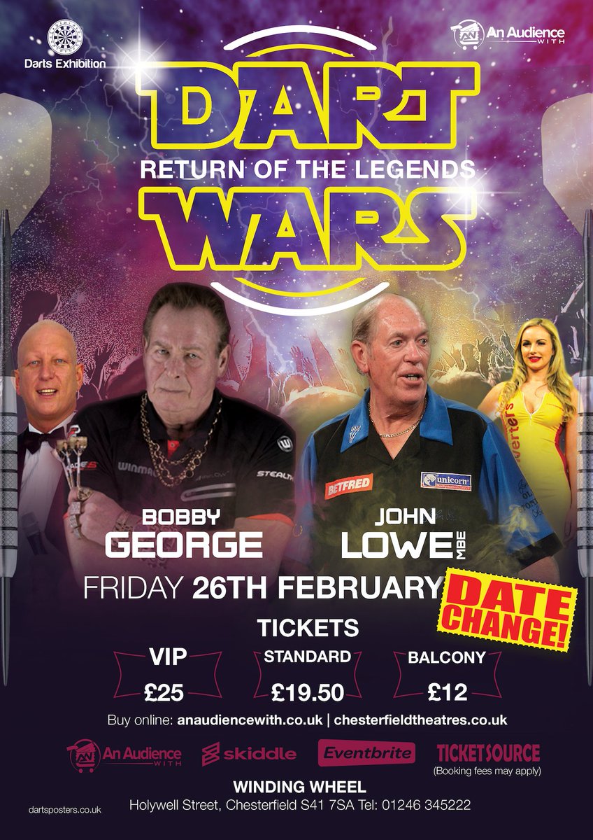 * * * DATE CHANGE * * *

Instead of Friday 24th April 2020 the event will now be held at <a href="/Cfieldtheatres/">ChesterfieldTheatres</a>, Chesterfield on Friday 26th February 2021.

All existing tickets will be valid and upheld for this new date. We apologise for any inconvenience caused.