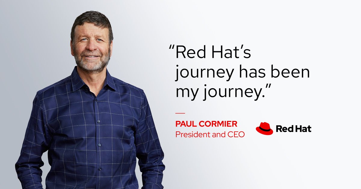 RedHat's tweet image. Today, we announced that Paul Cormier will assume the role of president and CEO of #RedHat. In the spirit of openness, we’ve published Paul’s email to associates on our blog: red.ht/2Rb82HC