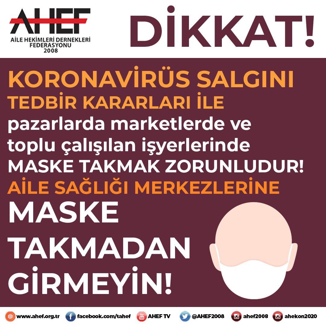 Koronavirüs salgını tedbil kararları 
#ahef #CoronavirusPandemic #maske <a href="/saglikbakanligi/">T.C. Sağlık Bakanlığı</a> <a href="/drfahrettinkoca/">Dr. Fahrettin Koca</a> <a href="/dralpmese/">Emine Alp Meşe🇹🇷</a> <a href="/halksagligigm/">Halk Sağlığı Genel Müdürlüğü</a>