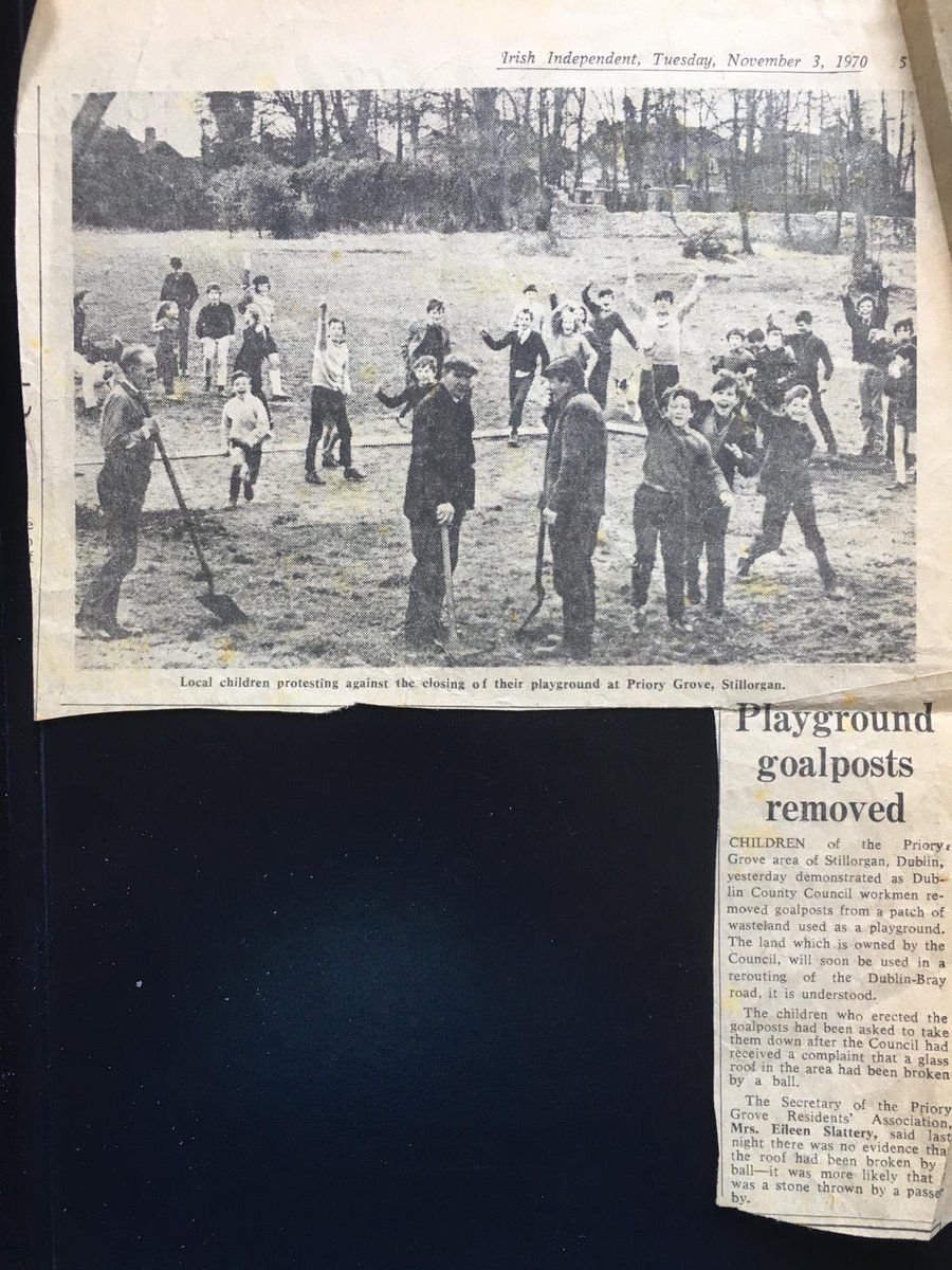 priorystudios's tweet photo. Local children protecting against the closing of their playground at Priory Grove, Stillorgan, Nov. 1970. The area is now part of the Stillorgan duel carriageway. https://t.co/SZgNNEzIK9