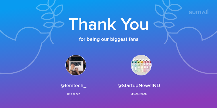 AmerdianUS's tweet photo. Our biggest fans this week: femtech_, StartupNewsIND. Thank you! via https://t.co/aF1RXDx1Q2 https://t.co/mO8EHW46Ar