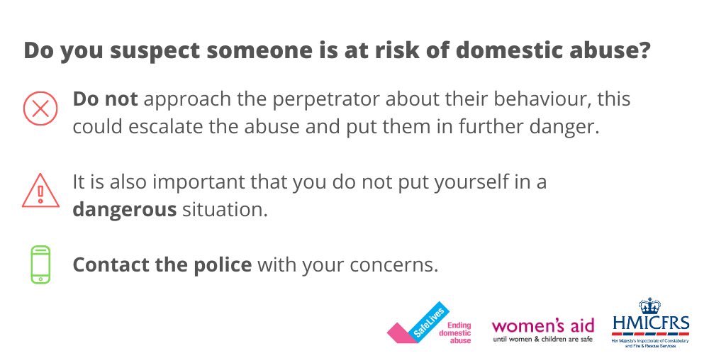 The  @HMICFRS have produced simple guidance for where to get help, and what to do if you’re a bystander and witness abuse. CALL THE POLICE. You could save a life.