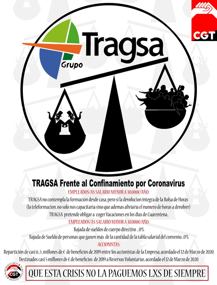 BrifCgt's tweet photo. La empresa TRAGSA vuelve a presionar a sus trabajadores OBLIGANDO a coger vacaciones. Desde CGT respondemos con una inspección de trabajo. 
#BBFF #BRIF #IIFF @GrupoTragsa @mitecogob https://t.co/A7nMN65Cy8