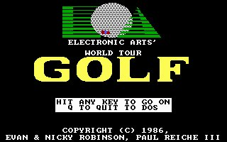 17. World Tour GolfMi primer juego de Golf (EA, 1985). Tenía un editor de niveles, donde podías poner hasta a un dinosaurio como obstáculo...Es curioso como, aunque no tuve ordenador hasta 1991(?) jugué a muchos juegos de los 80...