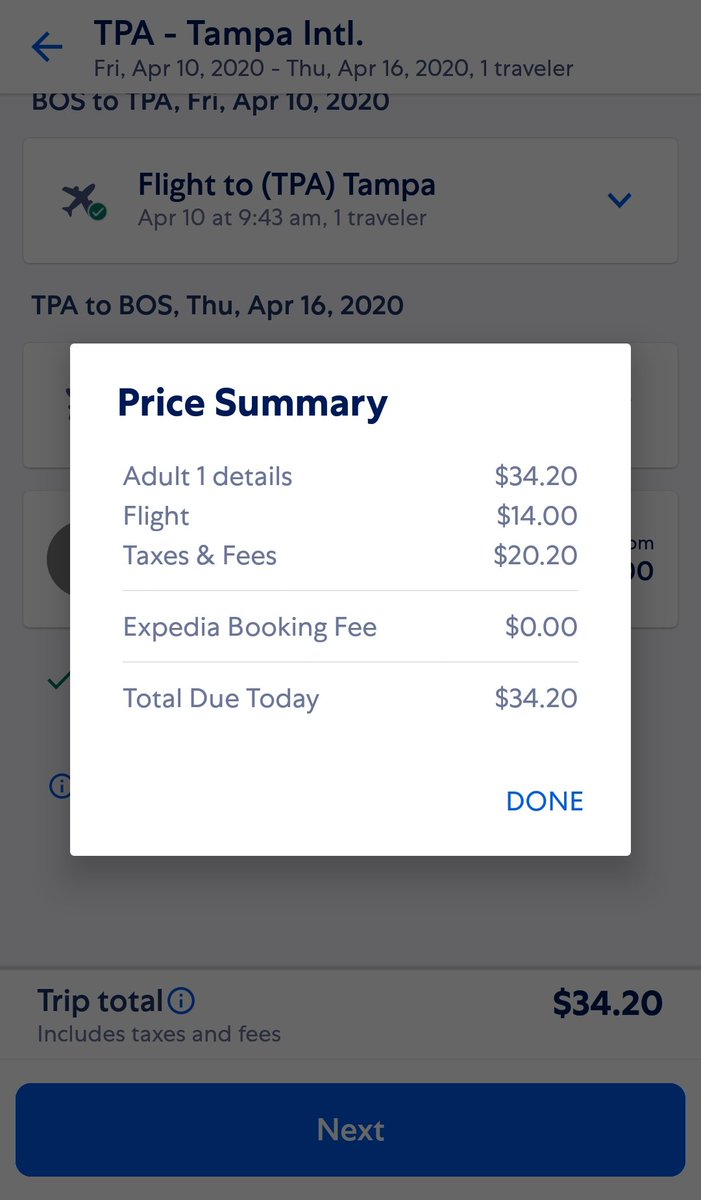 Taxes and fees are $20...which leaves $14 for the actual flight...I cant get a taxi to take me out of my neighborhood for $14