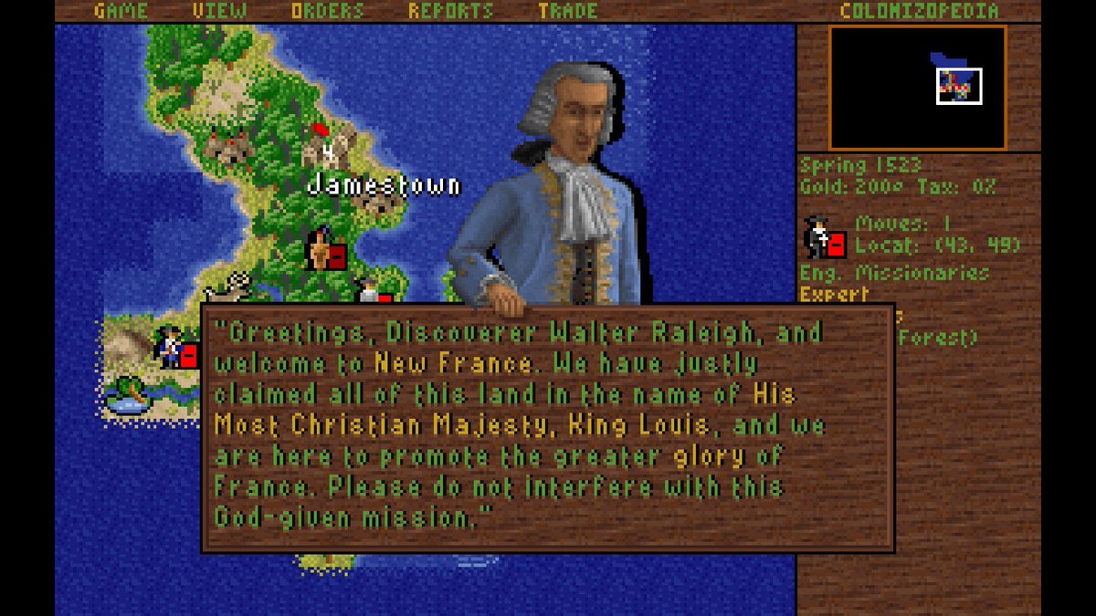 21. ColonizationMuchos conocían de antes el Civilization, pero realmente yo me encontré con Sid Meier gracias al Colonization, donde tenías que hacer rutas comerciales desde Europa a America y conseguir establecer tu colonia en las nuevas tierras hasta poder independizarte