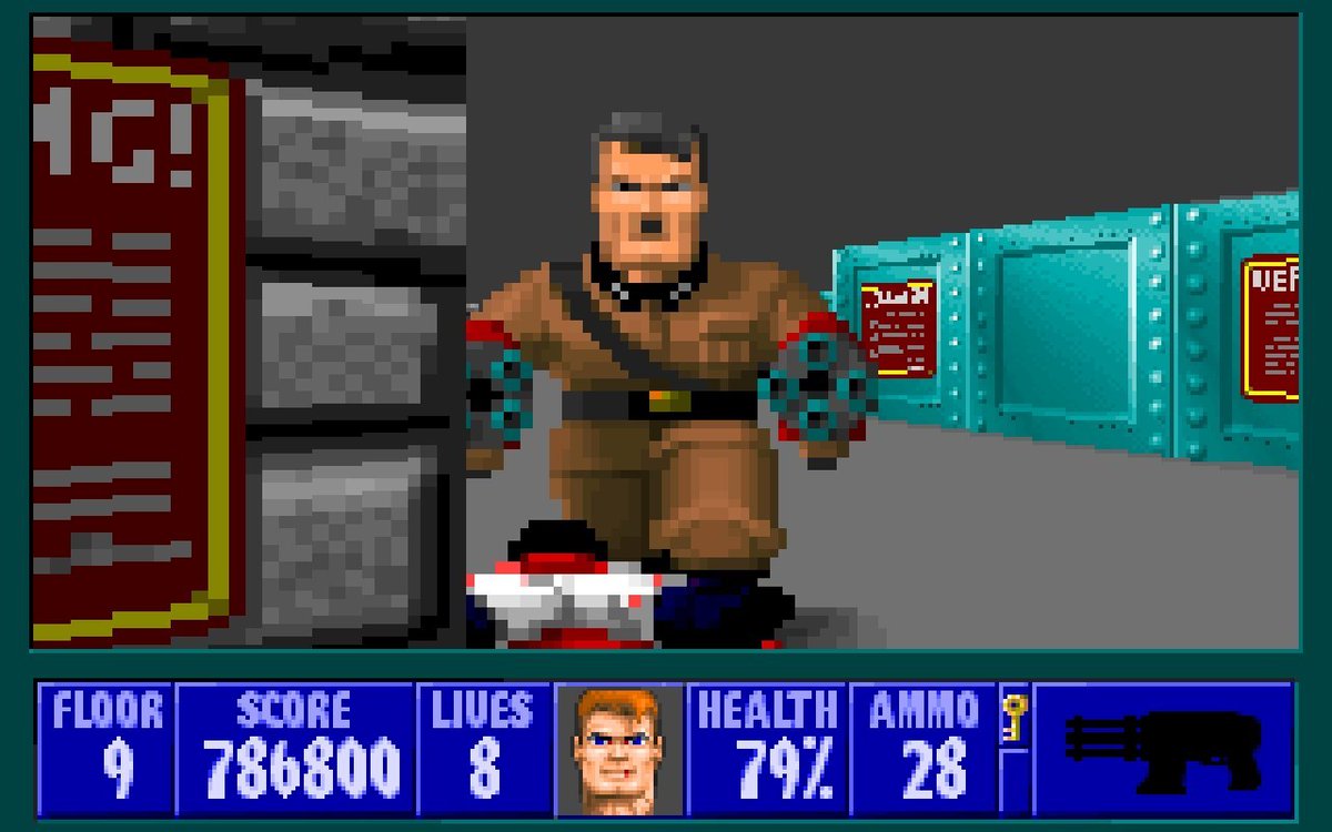 23. Wolfenstein 3DAl igual que muchos, éste fue mi primer FPS. Sentó las bases del género.También he de decir que no jugué demasiado porque lo conocí en casa de un amigo y por aquella época me daba un poco de yuyu jugar solo a este género xDDD