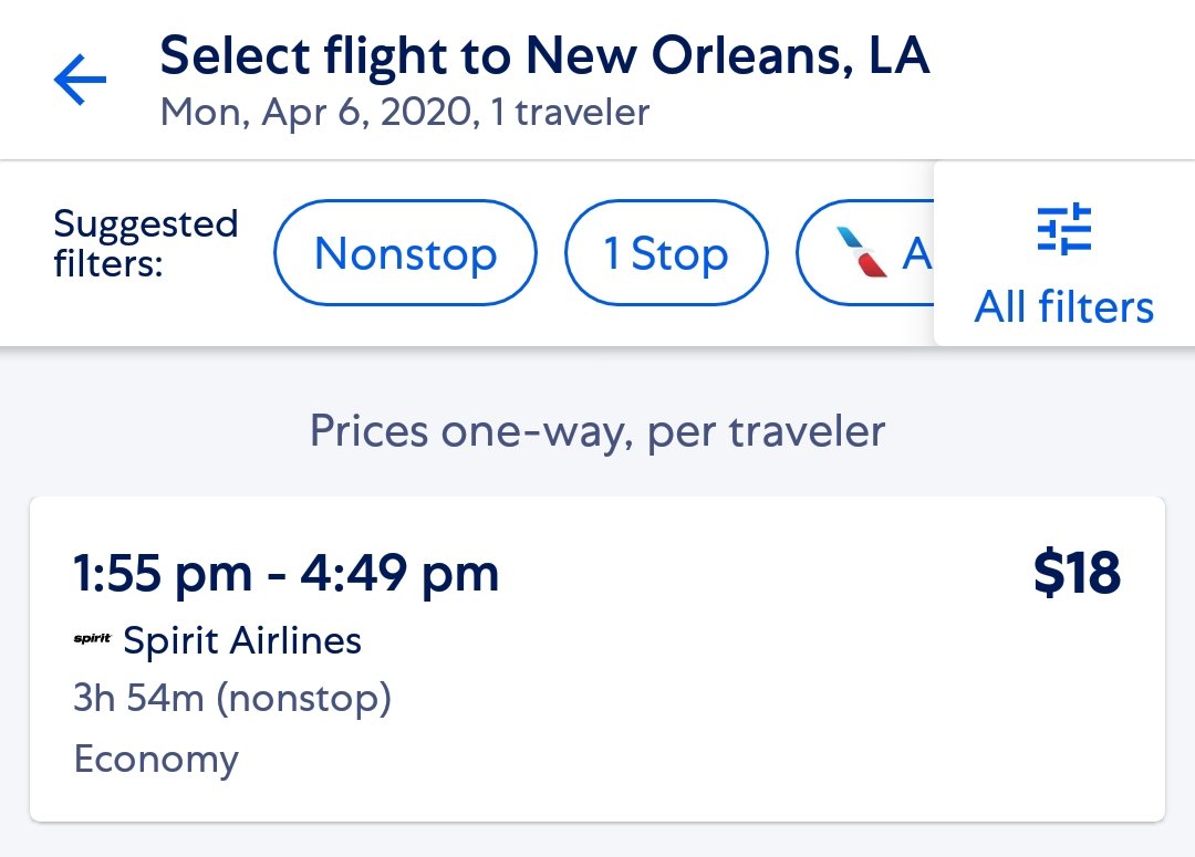 Maybe fly to New Orleans for dinner, less than $20
