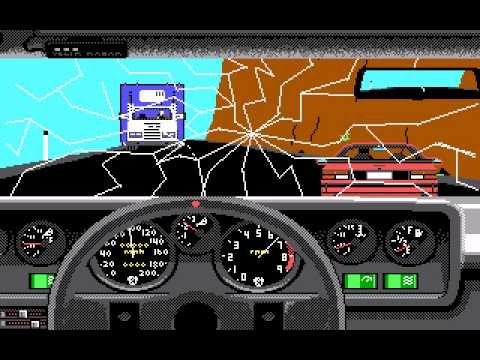 32. Test DriveOtro juego de coches de Accolade (1987). Recuerdo que el control con teclado no era para nada bueno y al final siempre acababa estrellado, me pillaba la poli o llegaba muy lento. La pantalla de selección de coches con las especificaciones era lo mejor