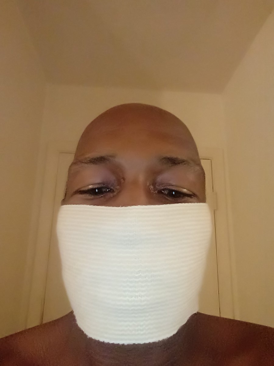 ThreeDs1's tweet photo. If you don't have a #Coronavirusmask and don't want to cut up your clothes to make one. You can use a #sleepeyecover like my wife or a #acebandage wrap with the Velcro strap like me. #ProtecingOurselves helps #ProtectEveryoneElse . https://t.co/Wa0Ba4qrkB