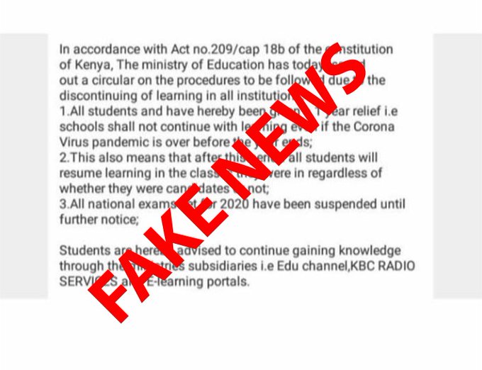 The fake Circular doing rounds on Social Media platforms about purported schools' reopening dates. 