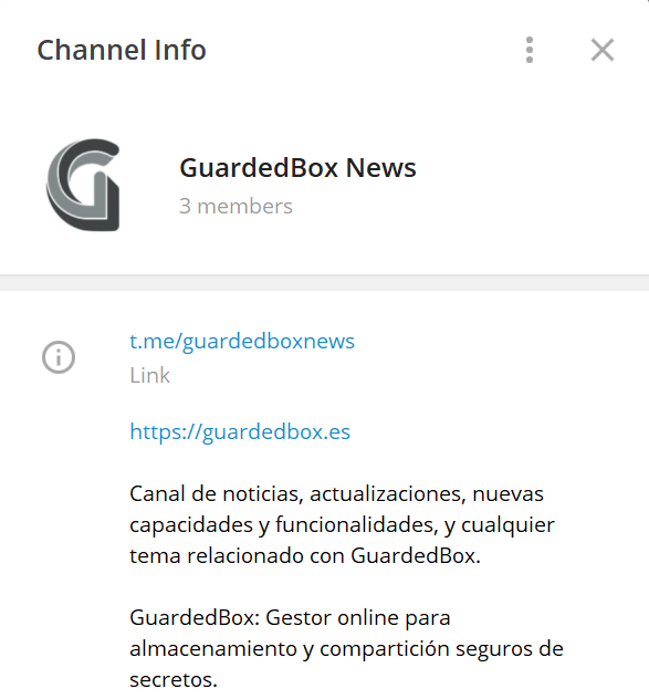 dinosec's tweet photo. Nuevo canal de Telegram "guardedboxnews":
Canal de noticias, actualizaciones, nuevas capacidades y funcionalidades, nuevas versiones y cualquier tema relacionado con @GuardedBox

https://t.co/fC0DcUgqo6

¡Te esperamos para mantenerte actualizado sobre todas las novedades! https://t.co/vvKK5lqS8K