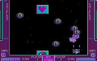 34. BedlamShoot’em-up de naves con scroll vertical, donde las versiones de ZX Spectrum and C64 son algo mejores.No recuerdo si lo jugué en B/N, en verde fósforo, o en paleta CGA...