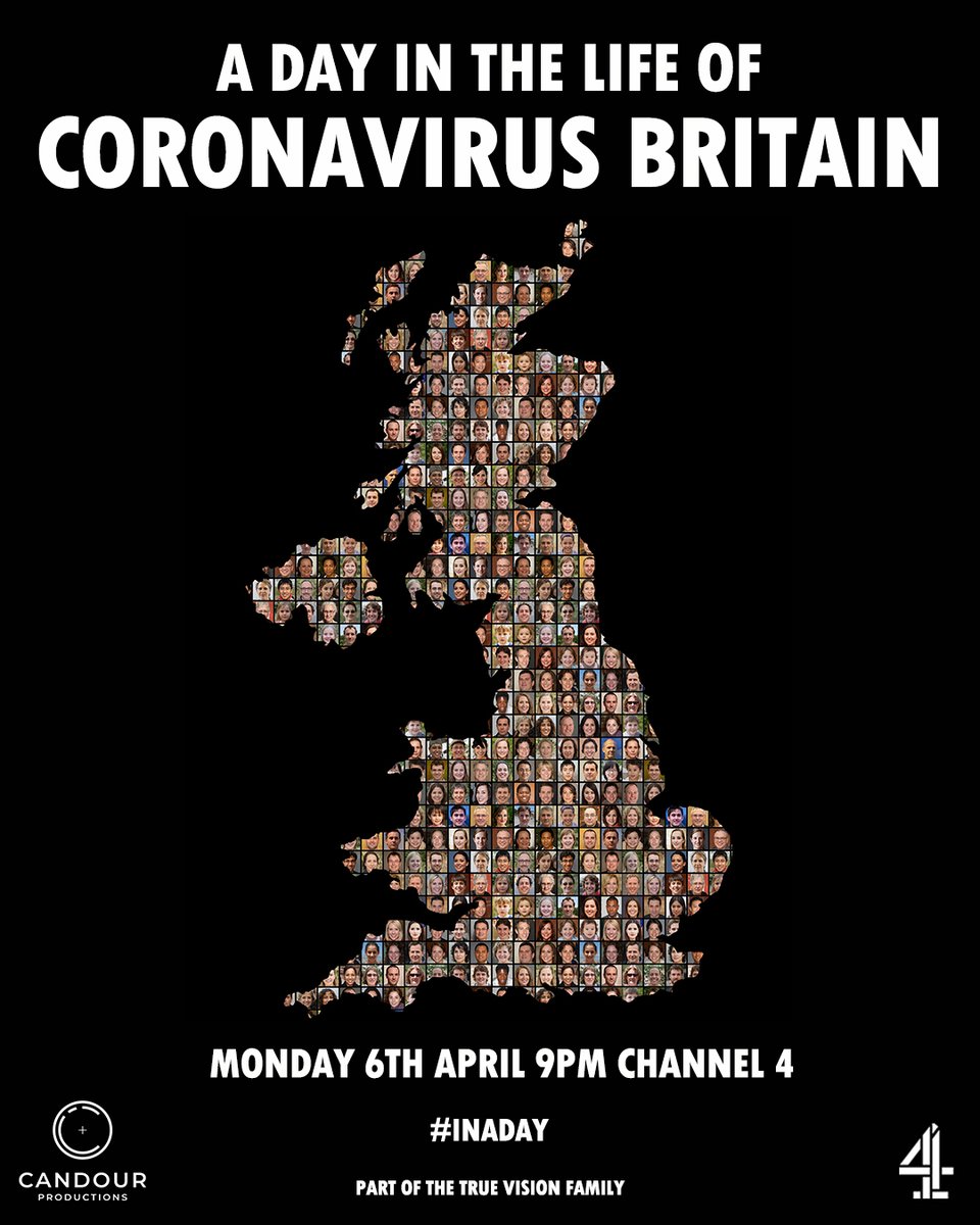 Amy_Richardson_'s tweet image. WE DID IT! Thanks to everyone who sent in clips, we received over 3000! All filmed in 1 day, edited in just 3, this is 'A Day In The Life Of Coronavirus Britain'. Tragic, funny and inspiring, TONIGHT 9PM @C4Dispatches #inaday @candourtv
