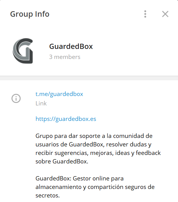 dinosec's tweet photo. Nuevo grupo de Telegram "guardedbox":
Grupo para dar soporte a la comunidad de usuarios de GuardedBox, resolver dudas y recibir sugerencias, mejoras, ideas y feedback sobre @GuardedBox

https://t.co/keujEDJIE6

¡Te esperamos en el grupo para crear la comunidad de GuardedBox! https://t.co/1Uq8L0J49i