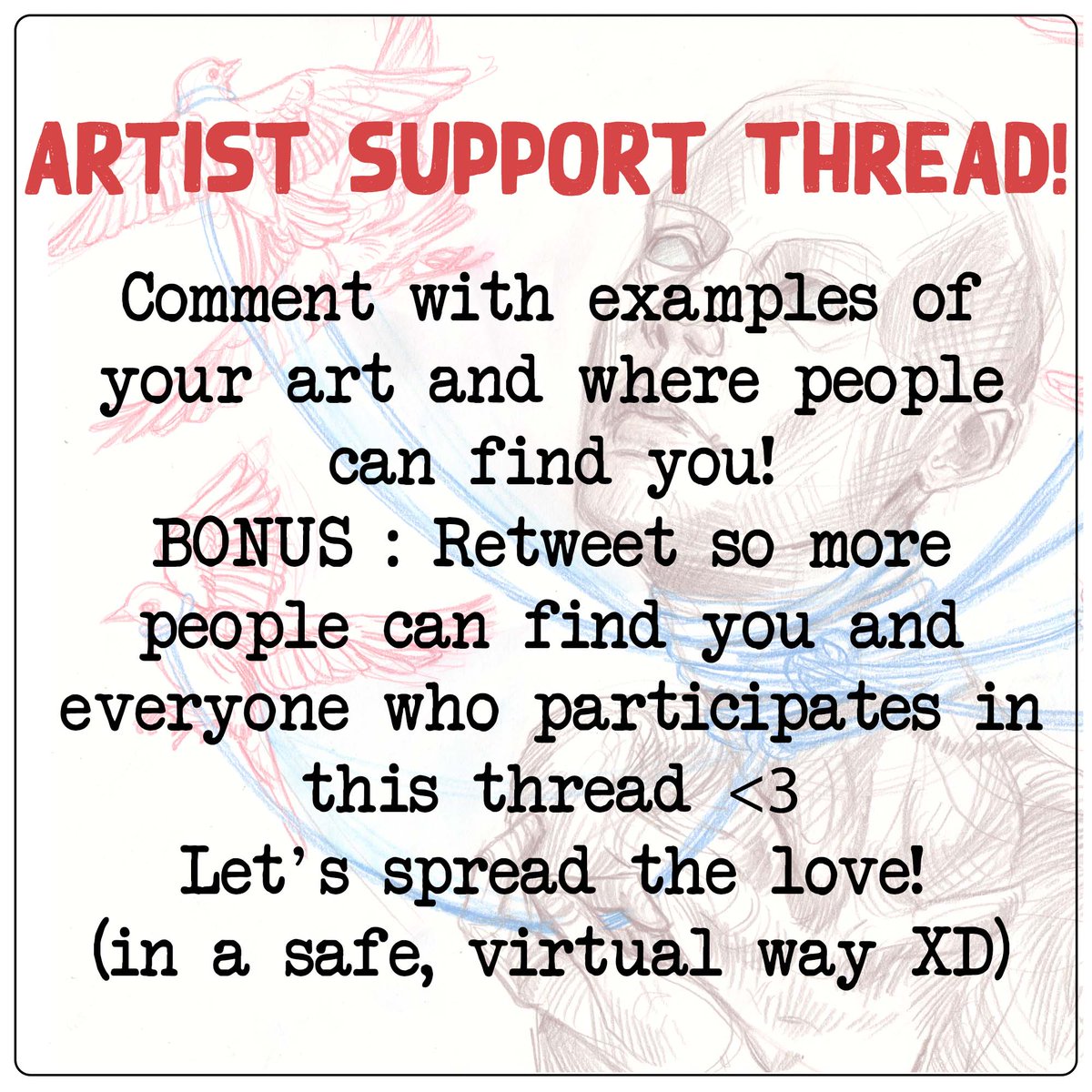 Artists! I've seen and participated in these threads a bunch since being on Twitter again but I want to do one too because it's such a great way to boost and discover new peeps! Retweet, comment, or both, with some info about you and some examples of your work!   #artisthelp
