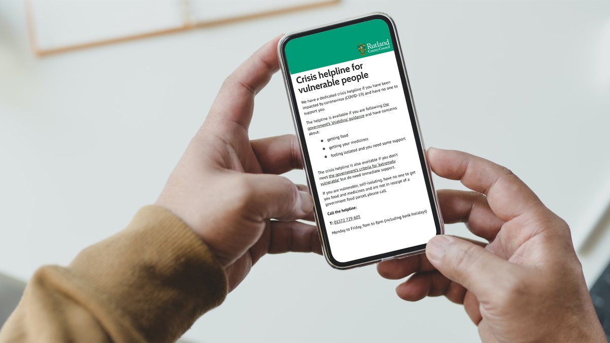 We've launched a crisis helpline for people who've been impacted by COVID-19 and have no one to support them. If you're vulnerable, self-isolating and have no one to get you food or medicines please call: 01572 729 603. Further details here: bit.ly/2xa33An
