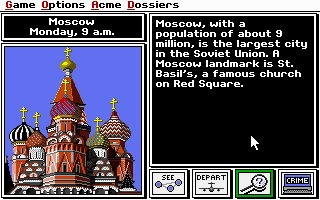 36. Where in the World is Carmen San Diego?Creo que este clásico fue el primer juego que probé de los que te hacen "sentirte listo" resolviendo problemas a través de pistas, a la vez que ibas aprendiendo geografía desfasada de un mundo que cambiaría en breve xD