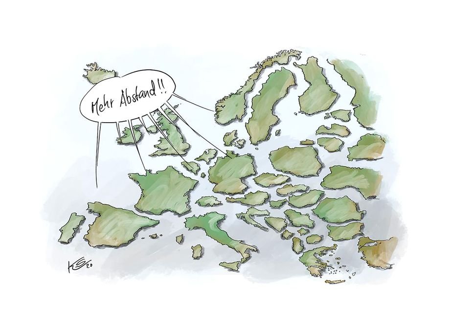 Genialer Cartoon von #Stuttmann zur angeblichen #EuropäischenUnion in der #Coronakrise voller natlionalstaatlicher Egoismen & nationalistischen Selbstinzenierungen & eine völlig abgehängten Überbau in #Brüssel, der versucht ebenfalls Schlagzeilen zu produzieren statt Politik.