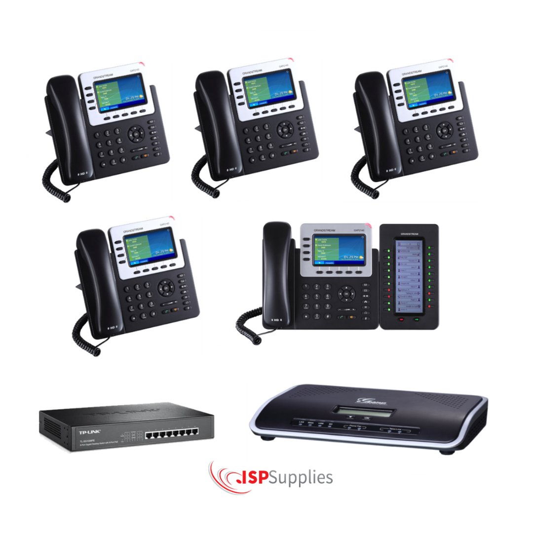 This GrandStream Full VOIP PBX Starter Kit is the complete setup you need. Includes 4 x GXP2140 standard phones, 1 x GXP2140 phone with a GXP2200EXT side car, 1 x UCM6202 PBX, and a TP-Link TL-SG1008PE 8 Port POE Switch.
ow.ly/ag7W50xUfj9