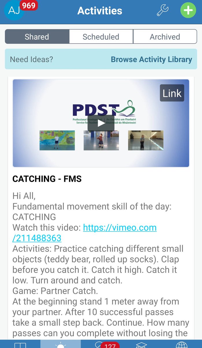 Physed2020's tweet photo. Learning Fundamental Movement Sills while on-line learning. Thank you #pdstprimaryPE & #seesaw. #physicalEDUCATION #ispIB. https://t.co/YgUZhw40Pw