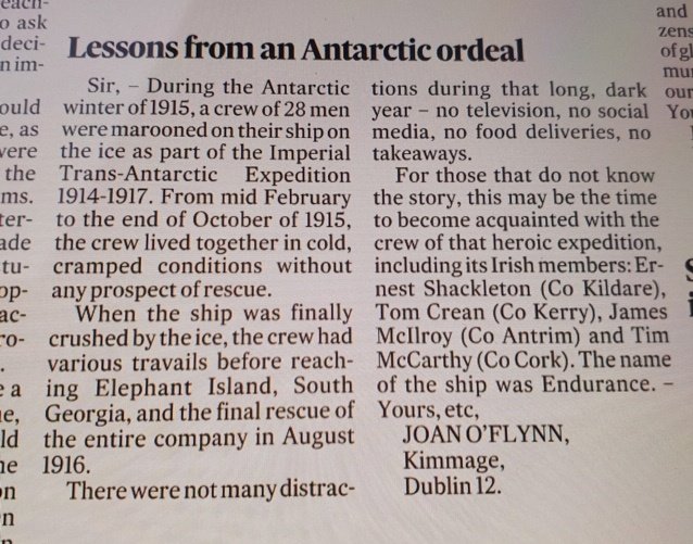 In today's Irish Times.. Endurance💪 🇦🇶 #ernestshackleton