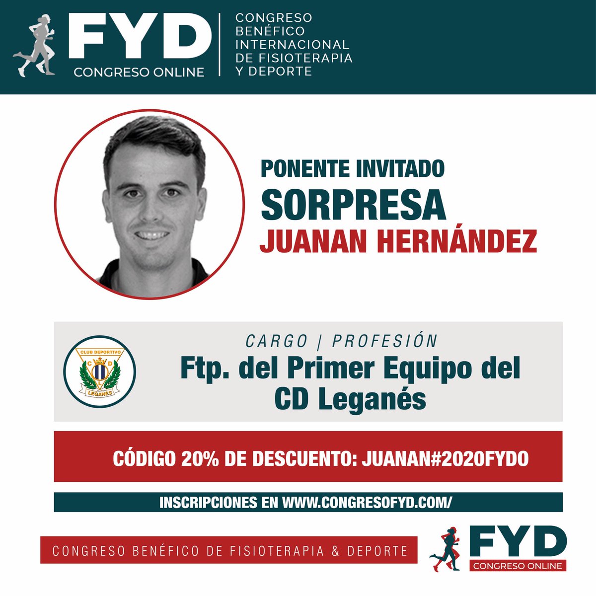 Congreso Benéfico Internacional de Fisioterapia y Deporte (<a href="/CongresoFYD/">CongresoFYD</a> )

🌐 Online: congresofyd.com
🗓 6 - 19 de abril del 2020
🦠 Benéfico COVID19