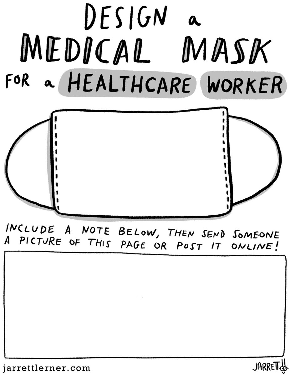 Jarrett_Lerner's tweet photo. Last night, my friend and educator extraordinaire @rbharder suggested I make an activity sheet prompting kids to design a medical mask for a healthcare worker. This morning, I made the sheet below.
You can download a free, printable version of it here: https://t.co/Rczp12ndjR https://t.co/ISrj3bbQtF