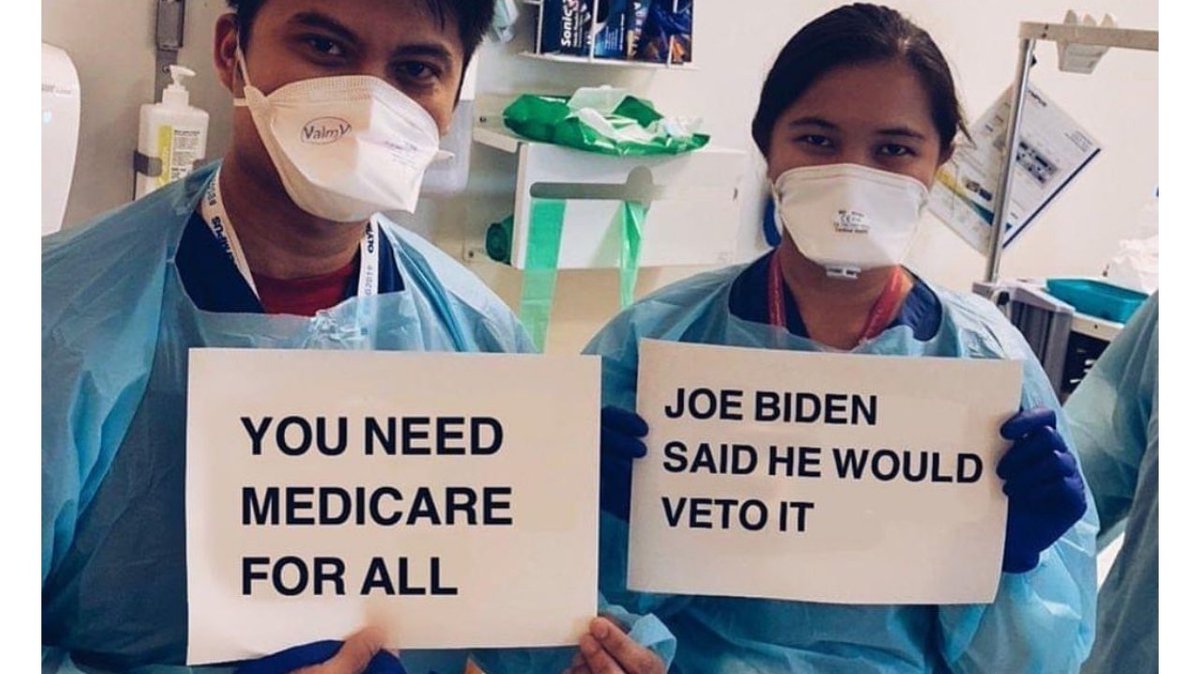 Choose a nominee who believes healthcare is a human right free from premiums, deductibles and copays

📢 VOTE FOR BERNIE SANDERS ‼

#MedicareForAll #Bernie2020 #M4A #1u #NotMeUs #coronavirus #BidenDebateBernie #IBelieveTara #MeToo #JoeBiden #NeverBiden #VoteByMail #VoteForBernie
