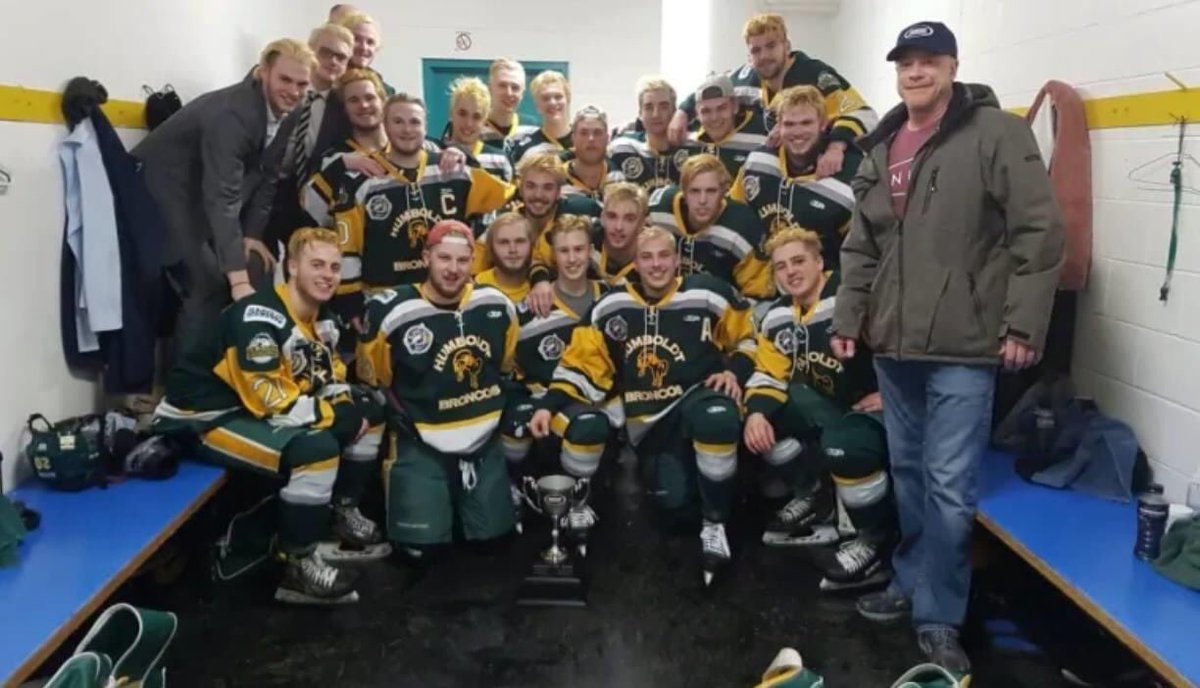Weesesports's tweet photo. Take a moment to reflect and remember those on the @HumboldtBroncos who died in the tragic bus crash two years ago. 

We are always Humboldt Strong. 

#HumboldtStrong 💛💚 https://t.co/zngqhIvTeP