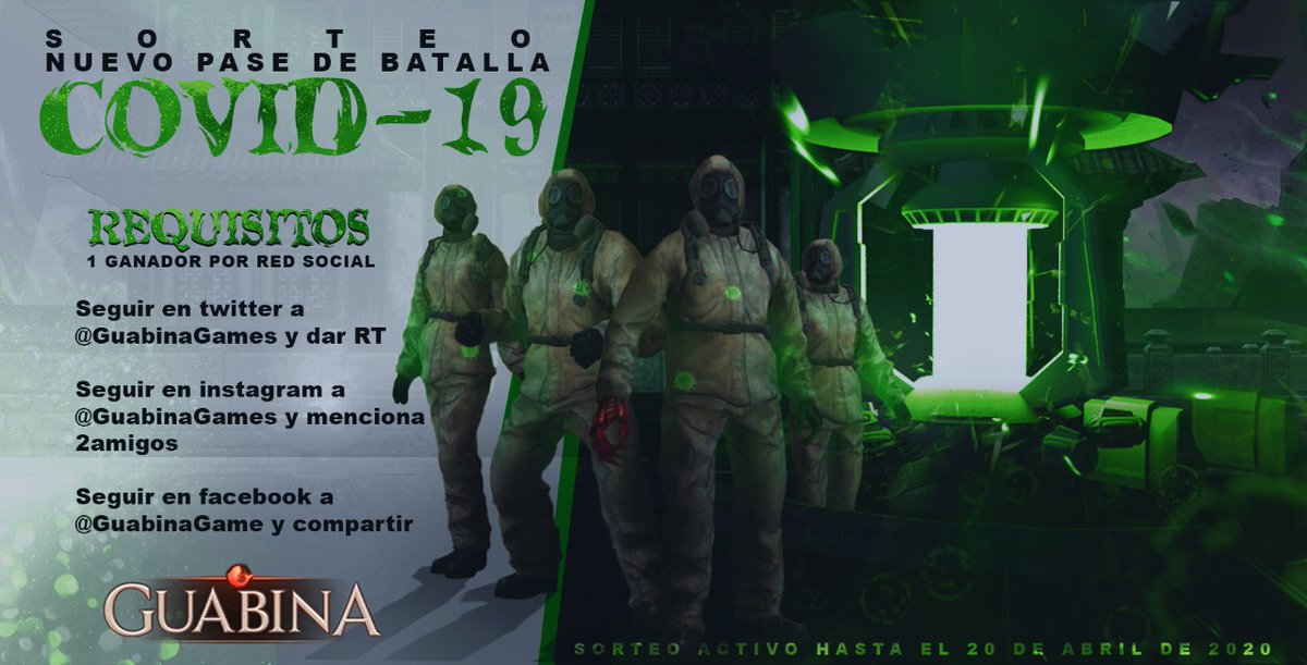 💸NUEVO SORTEO 💸

Traemos un nuevo sorteo de pase de batalla para 3 ganadores (1 x red social)

🎊Requisitos del sorteo🎊
➡️ Seguir a Guabina 3.0 en face
➡️ Seguir a <a href="/GuabinaGames/">Guabina Games</a> en Instagram
➡️  Seguir a <a href="/GuabinaGames/">Guabina Games</a> en Twitter
➡️ Dar RT en esta imagen

⏰Finaliza:20 de abril