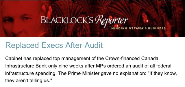 2/ “They aren’t telling us details of each dollar, where it went,” said  @PBO_DPB Chief Yves Giroux. MPs asked 9 weeks ago for audit of $186.7 billion in Infrastructure Bank spending. Cabinet objected to audit, lost vote in the Commons.  @INFC_eng  @cathmckenna  #cdnpoli