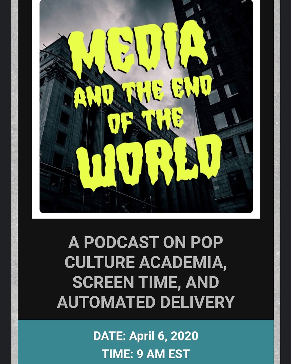 DevinaSarwatay's tweet photo. #DigiURI #MediaClub for #April!
We're discussing a #podcast on #popculture #screentime & #automateddelivery by Adam Crook & @ralphbeliveau. Hosted by @MMFCiccone. Organised by @MedEduLab founded by Prof. @reneehobbs. Led by @samarie82 & @michael_stoepel. I'll live tweet. π https://t.co/iO1tW24sId