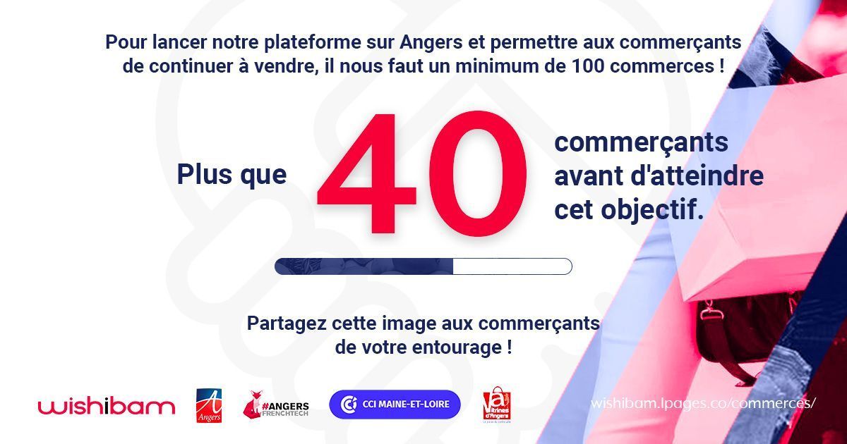 Wishibam's tweet photo. En collaboration avec @Vitrines_Angers, @CCI49, 
@AngersTech &amp; @Angers, #Wishibam lance dès l'atteinte de 100 commerçants inscrits sur la plateforme #AngersShopping, le site marchand et responsable d' #Angers. + d'infos : https://t.co/GSBeKYG6Wd
@BusBenCo #ecommerce #retail https://t.co/EWlDt0jij3
