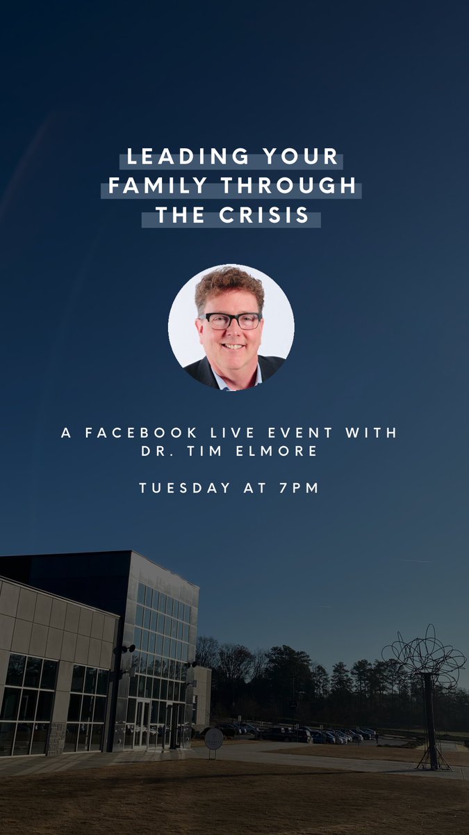 JeffHenderson's tweet photo. I’ve asked my friend ⁦@TimElmore⁩ to join me for a ⁦@Facebook⁩ Live chat helping families lead through this crisis. 

Tuesday, 7 pm EDT @gwinnettchurch @facebook https://t.co/UabXrm8Sr7
