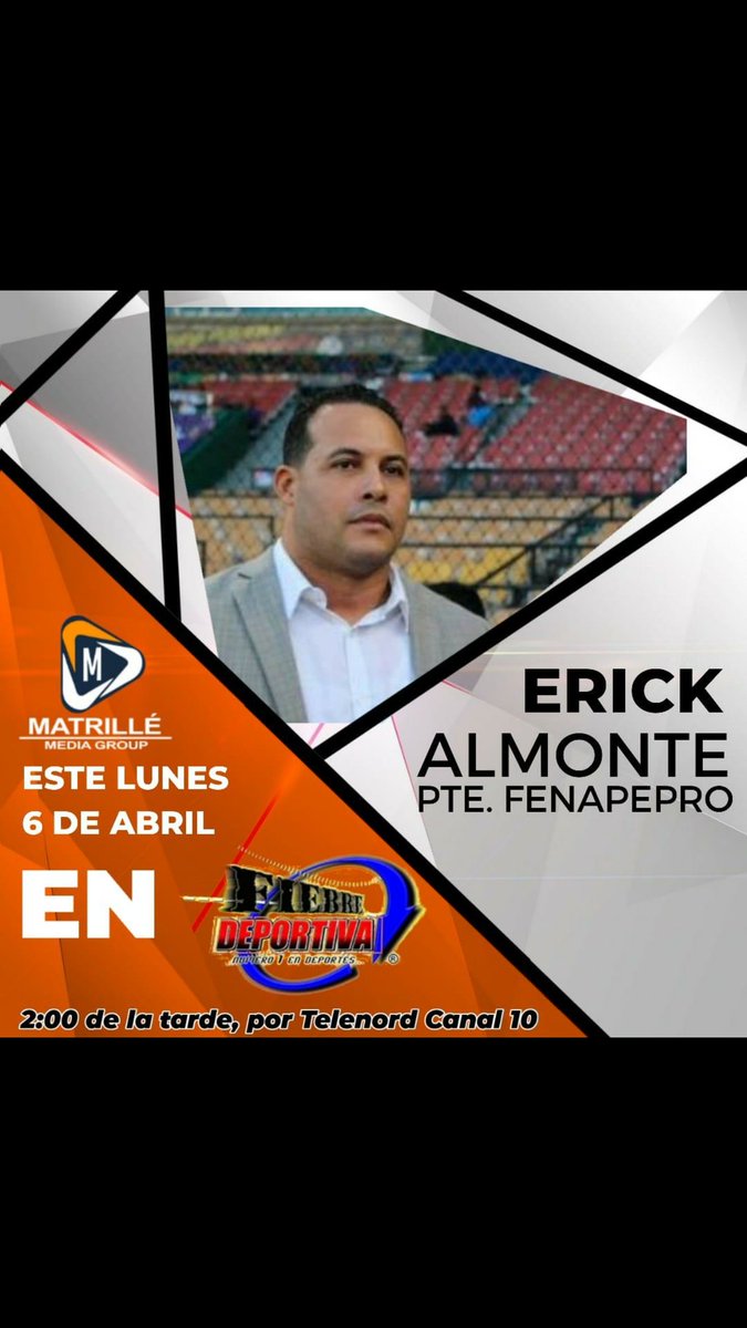 VelimirMelo's tweet image. Hoy en @FiebreDeportiva una interesante entrevista con @erickalmonte13 
Canal 10 
Telenord
2:00 Pm