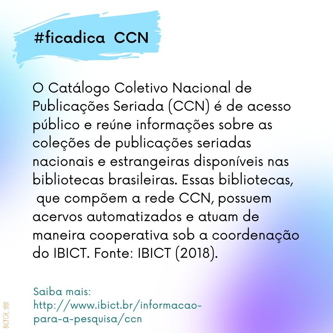 Biblioteca Do Cfch Ufrj Ficadica Catalogo Coletivo Nacional De Publicacoes Seriadas Ccn Saiba Mais T Co Ikfvjdblgp