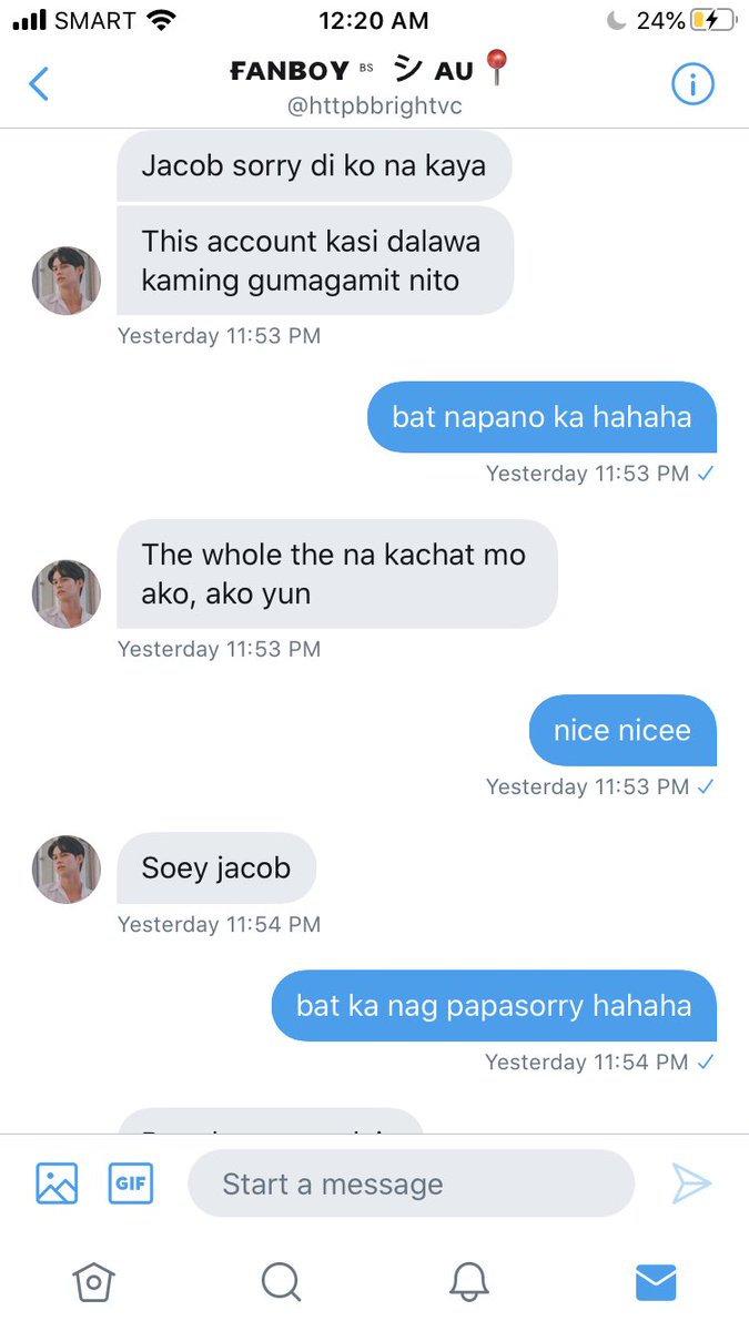 tinatanong ko sya kung sino yung ginamit niya na pic tas dalawa daw silang nag hahandle nung acc na yun pero tignan niyo ung convo ang sketchy AAAA