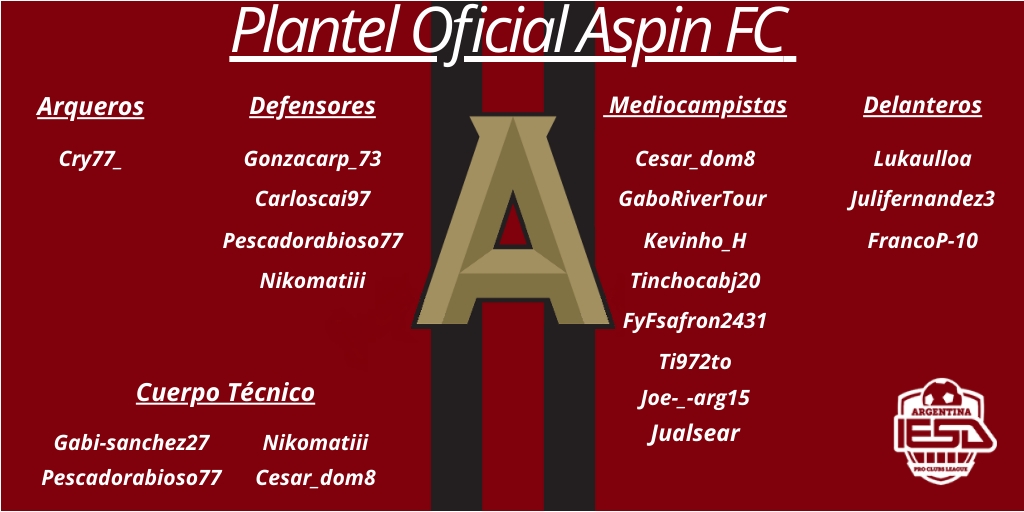 Presentamos al Plantel Oficial de #AspinFC para esta nueva Temporada en la Primera C de <a href="/IESAArgentina/">IESA</a>
 Éxitos A Todos.