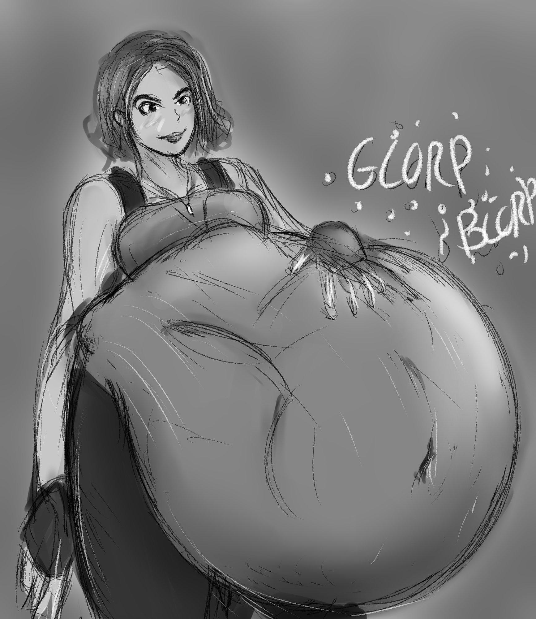 “Jill had a snack before the escape~ #vore #sketch” .