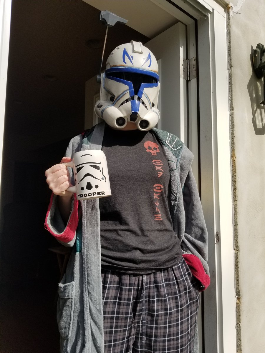 Jace_Mereel's tweet photo. Not a morning clone... 😴☕

#starwars #clonetrooper #clones #clonewarssaved #cor #clonesoftherepublic #rebellegion #captainrex #ladyrex #badbatch #coffee #quarantinefashion https://t.co/Fhm0GtYszO