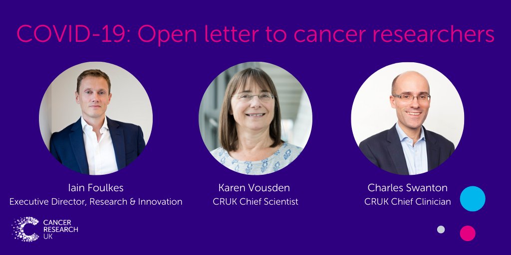 CRUKresearch's tweet photo. The global pandemic is having a profound economic effect on society, researchers and Cancer Research UK. We explain how we're responding to the #COVID19 crisis in an open letter to cancer researchers.

@Iain_CRUK @CharlesSwanton 

https://t.co/mtr7K31hgk https://t.co/T7rRDiEeFD