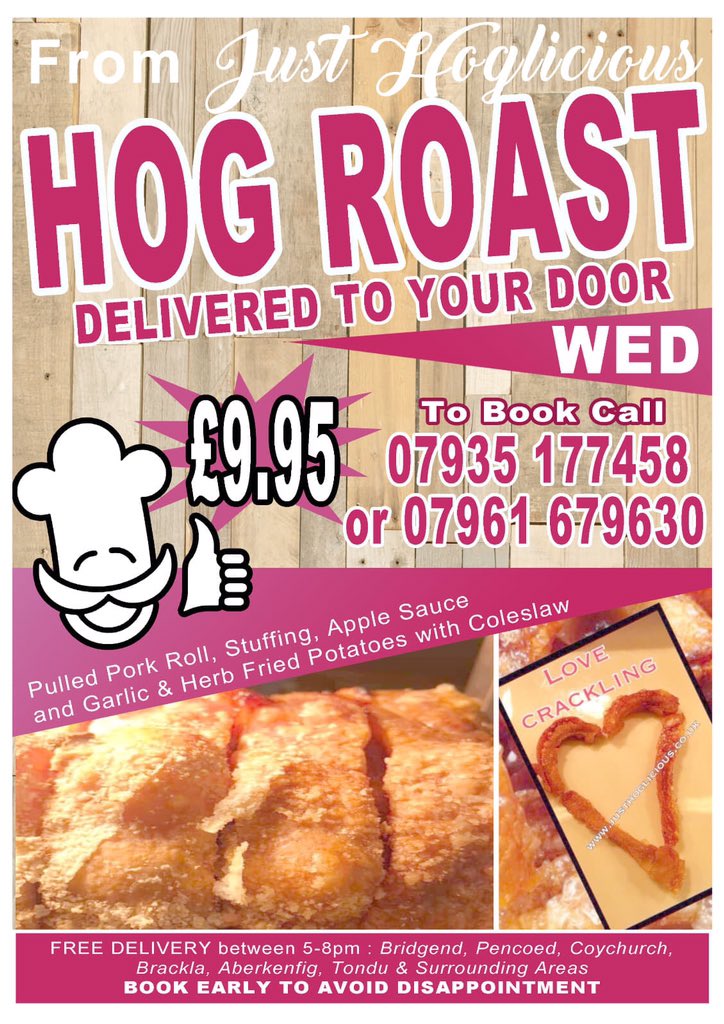 #Hogroast delivered to your door #Bridgend <a href="/justhoglicious/">Justin rees/catering</a> <a href="/bridgendravens/">Bridgend Ravens</a> #bridgendandsurroundingareas